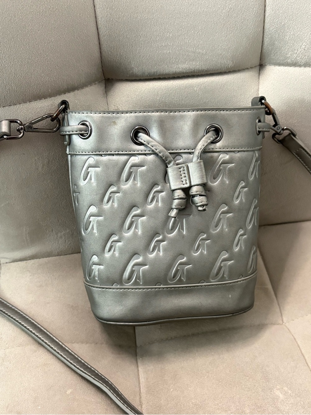 Metallic Silver Glamaholic Bucket Crossbody Bag